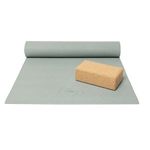 Lotus Basis Set Yogamatte und Block Aschgrün