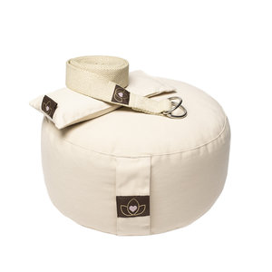 Lotus Set Meditationskissen, Augenkissen und Gurt Sand - Lotus