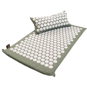 Lotus Set Akupressurmatte und Akupressurkissen Aschgrün - Lotus