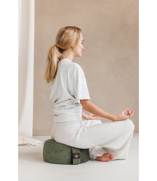 Meditationskissen öko Ripp Olivgrün rund - Lotus