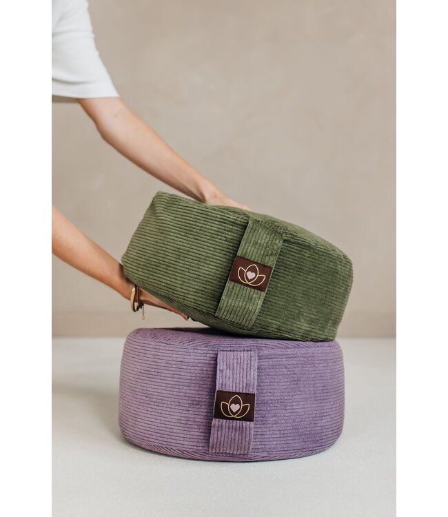 Meditationskissen öko Ripp Olivgrün rund - Lotus