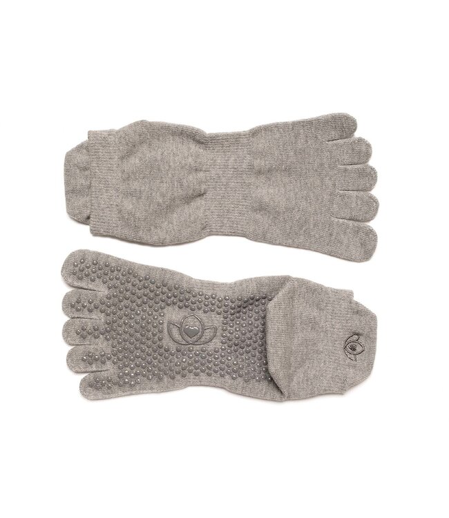 Yoga Socken rutschfest Grau - Lotus