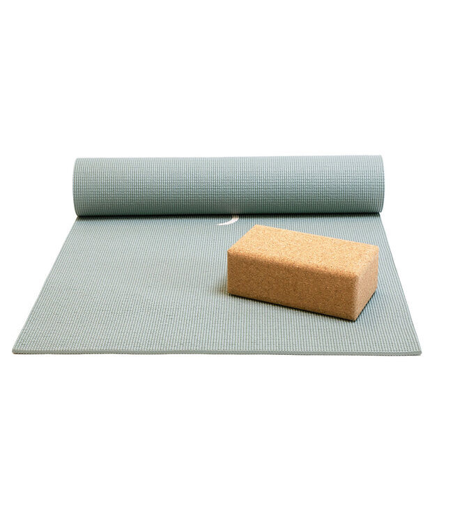 Basis Set Yogamatte und Block Moon Aschgrün