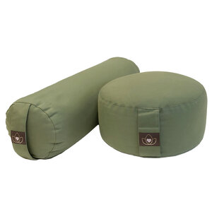 Lotus Set Bolster und Meditationskissen - Olivgrün