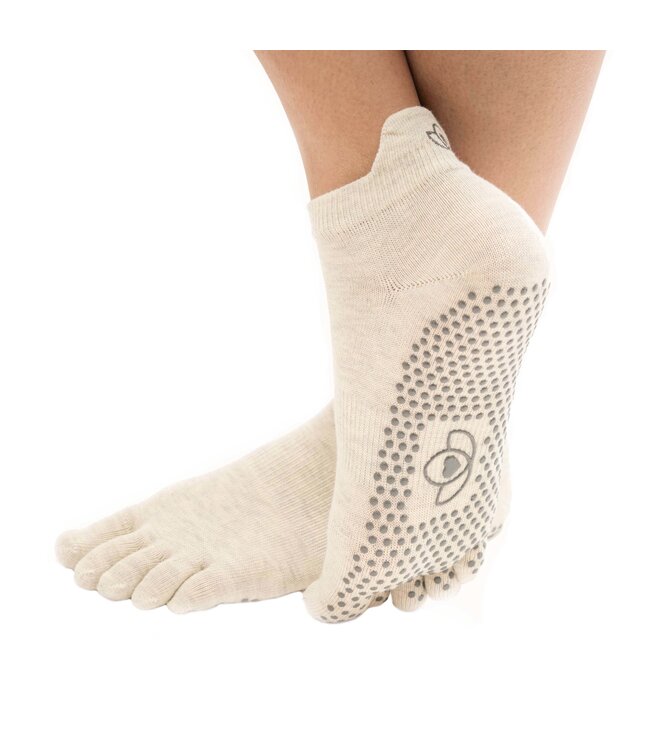 Yoga/Pilates Zehensocken rutschfest Ecru - Lotus