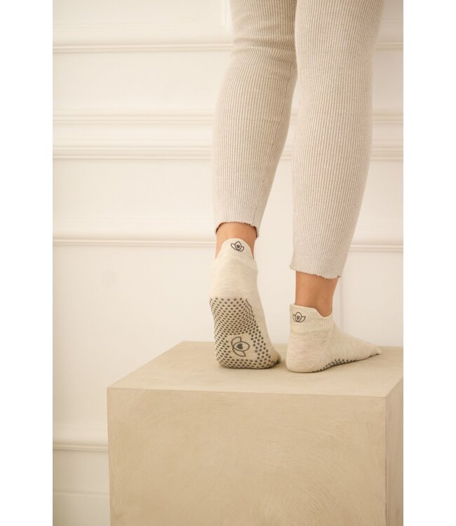 Yoga/Pilates Zehensocken rutschfest Ecru - Lotus