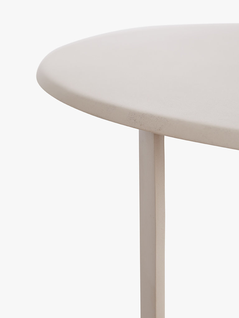 Satin-gloss coated metal side table Sadie taupe