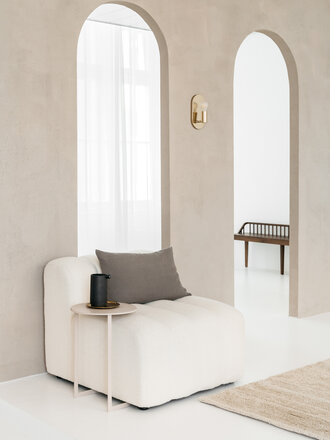 Satin-gloss coated metal side table Sadie taupe