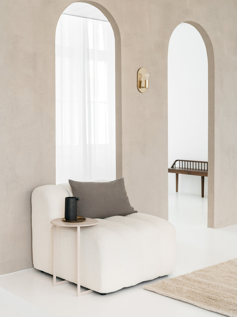 Satin-gloss coated metal side table Sadie taupe