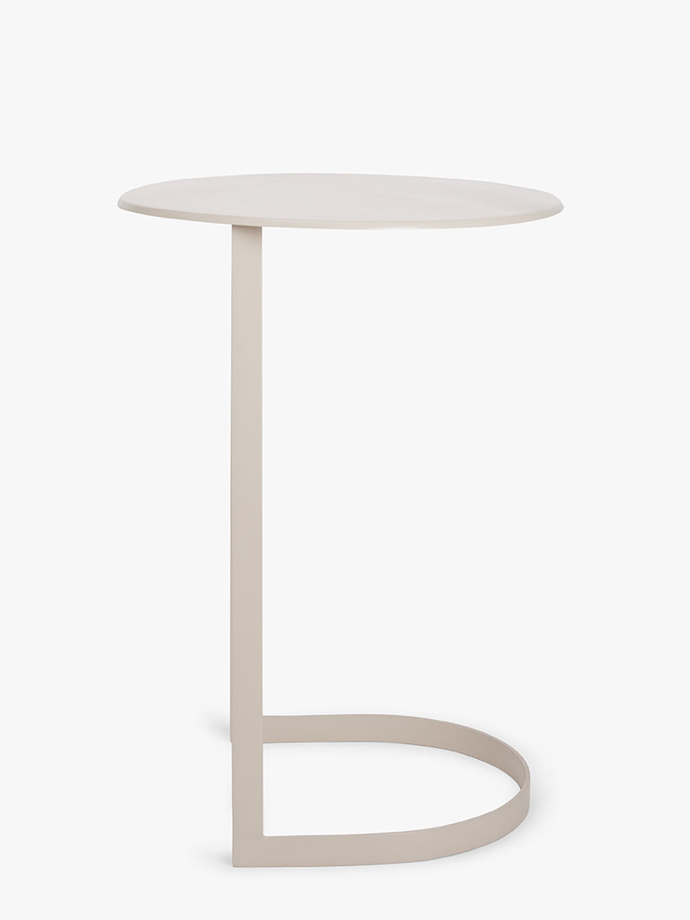 Zijdeglans gecoat metalen bijzettafel Sadie taupe