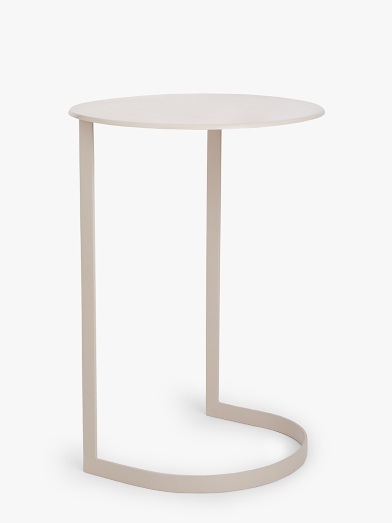 Zijdeglans gecoat metalen bijzettafel Sadie taupe