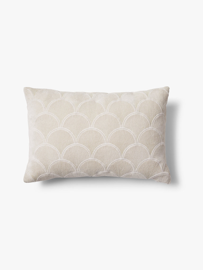 Velvet beige goudgeborduurd sierkussenhoes Jane 60x40 cm