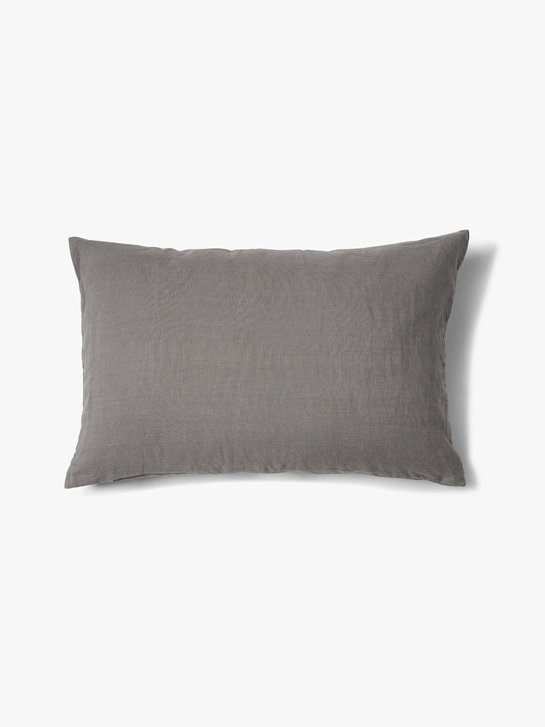 Gewassen 100% linnen kussenhoes Scotty 60x40 cm Grijsbruin