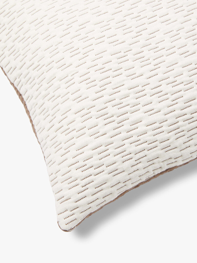 Tweekleurige zachte gequilte sierkussenhoes Olivia 60x40 cm bruin-ecru