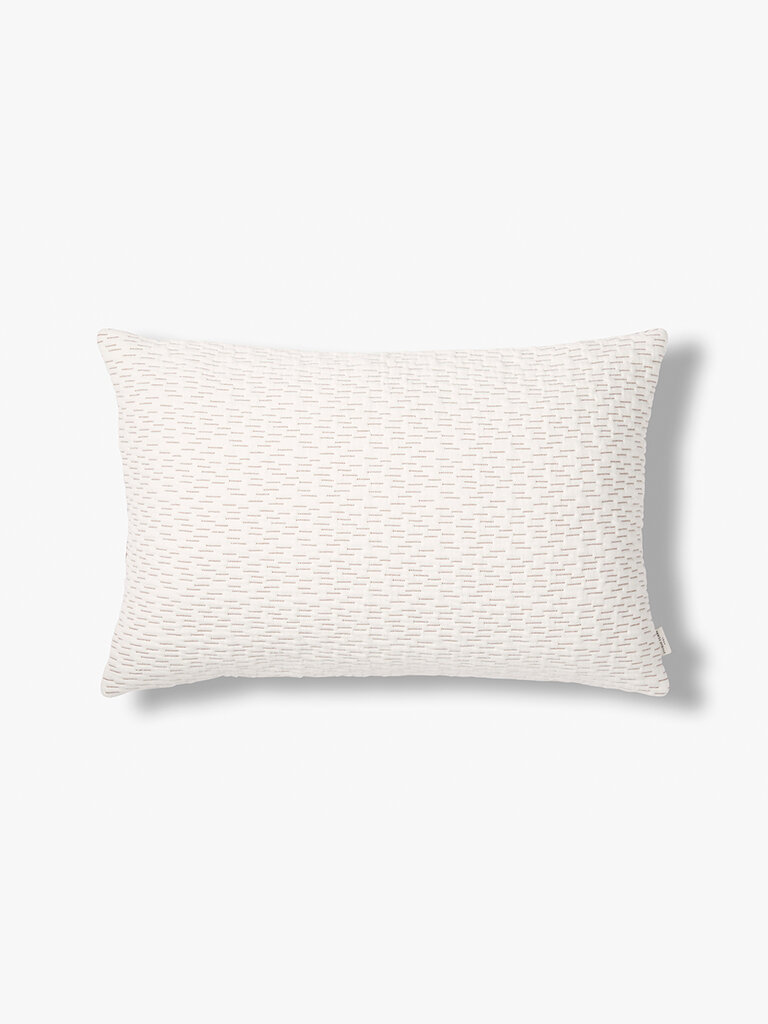 Tweekleurige zachte gequilte sierkussenhoes Olivia 60x40 cm bruin-ecru