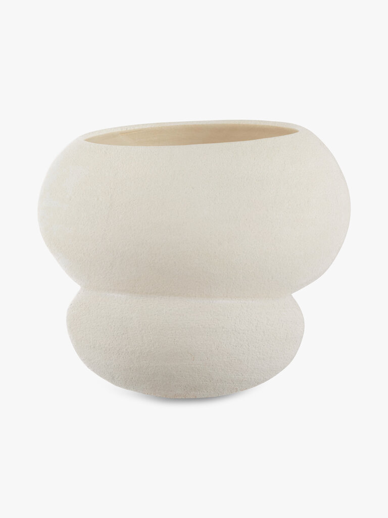 Handmade Portugese ceramic vase Leya matte ecru 25 x 20 cm