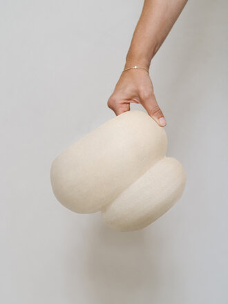 Earthenware vase Leya handmade matte ecru