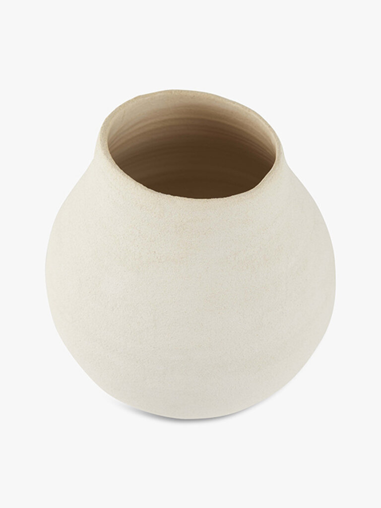 Handmade earthenware vase Cleo matte ecru 16 x 17 cm