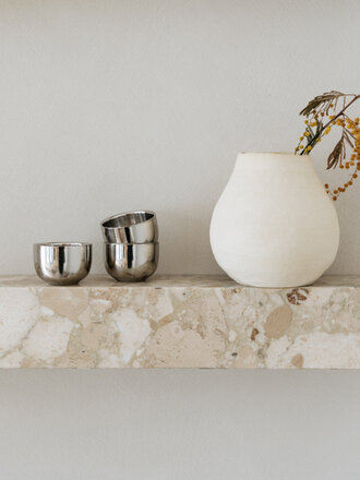 Handmade matte ecru earthenware vase Cleo