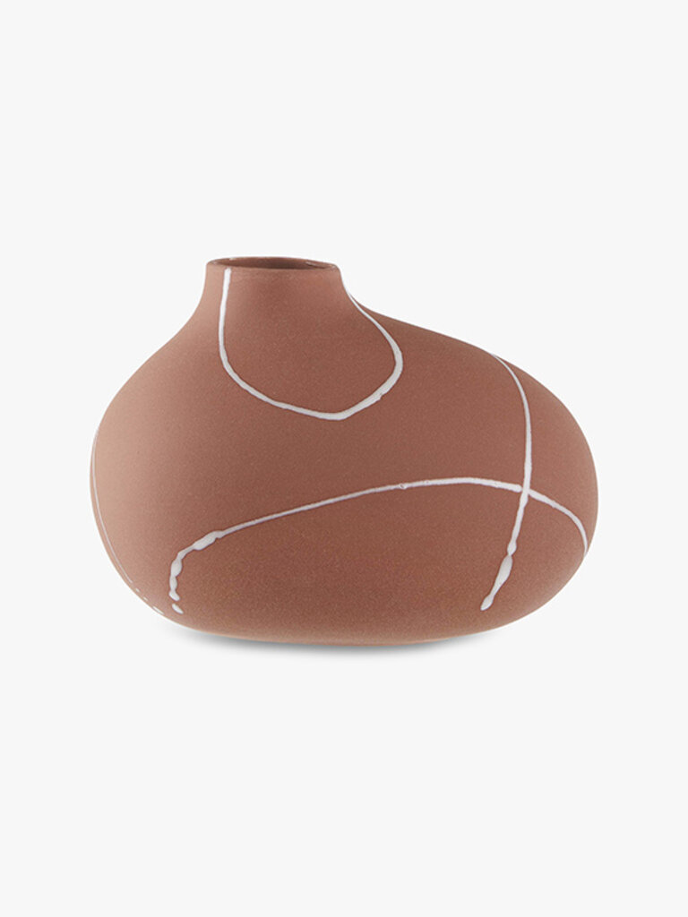 Handgemaakte vaas Iris van Portugees keramiek terracotta 20 x 13 x 14,5 cm