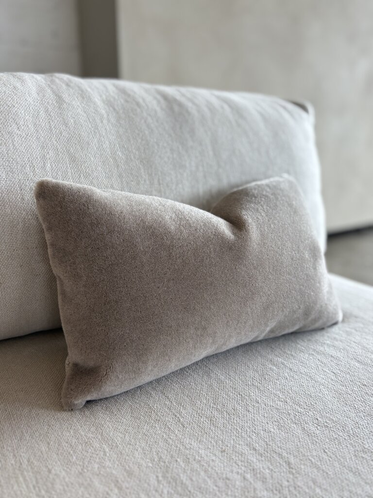 Luxurious mohair cushion Amy taupe 50x30 cm