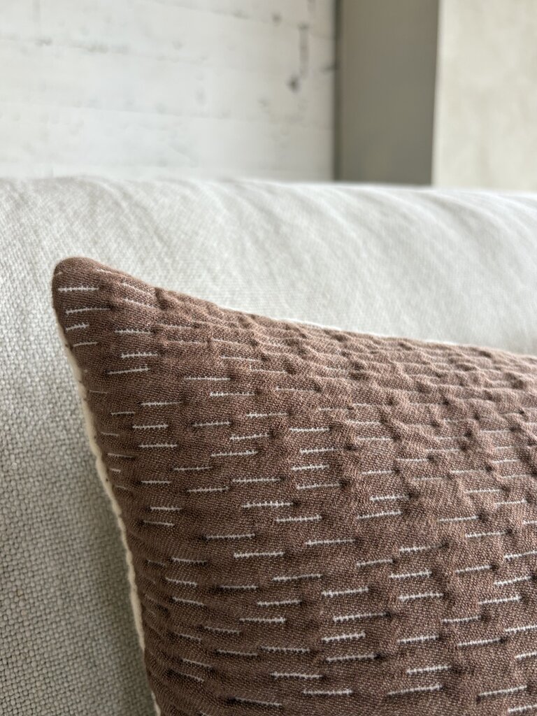 Two-tone soft quilted cushion cover Olivia 60x40 cm brown-ecru