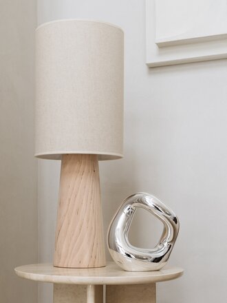 Natural Spanish table lamp Fay linen - birch wood