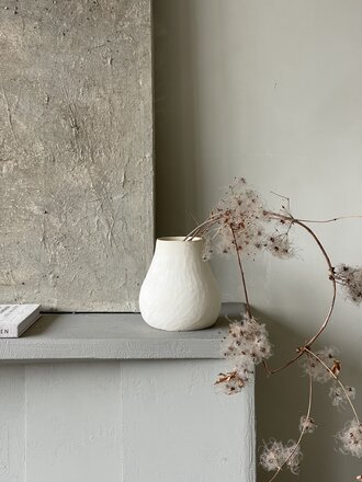 Handmade matte ecru earthenware vase Cleo