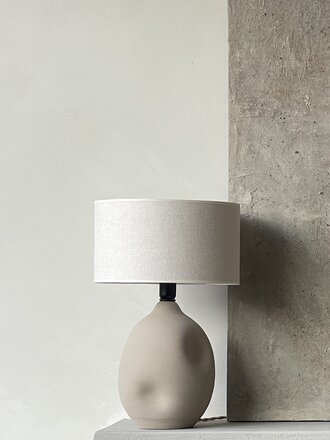 Handmade earthenware table lamp Liz  sand - linen