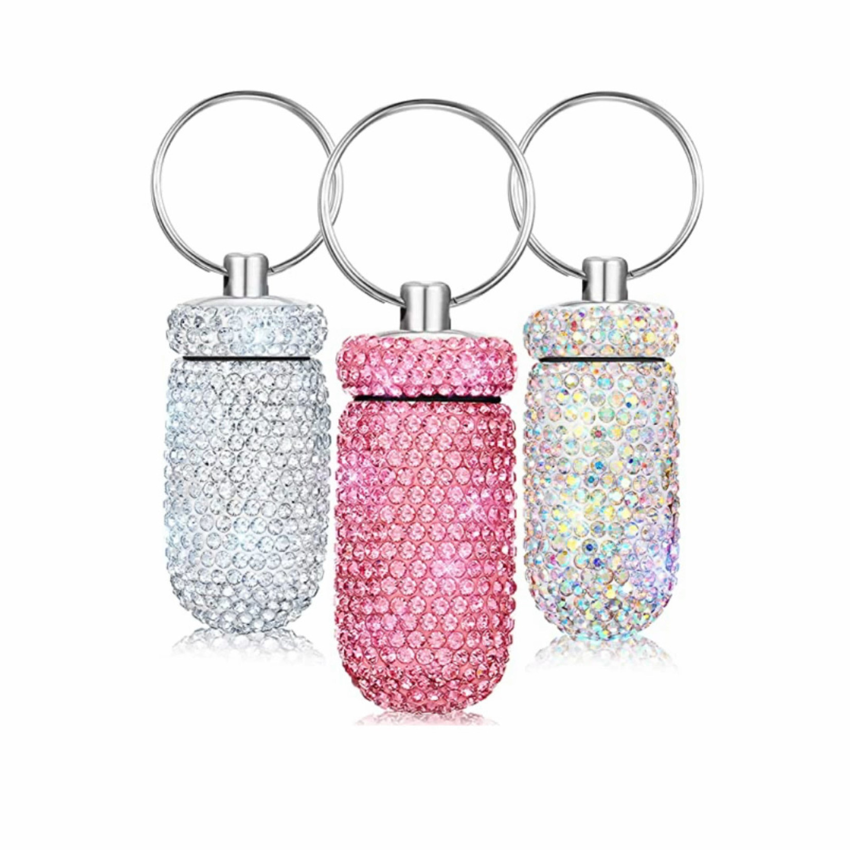crystal keychain container zwart