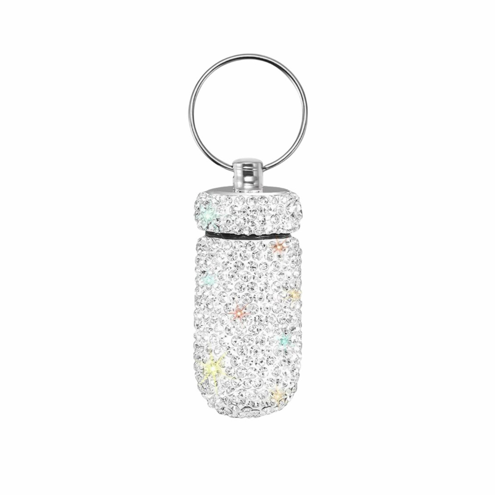 crystal keychain container zilver