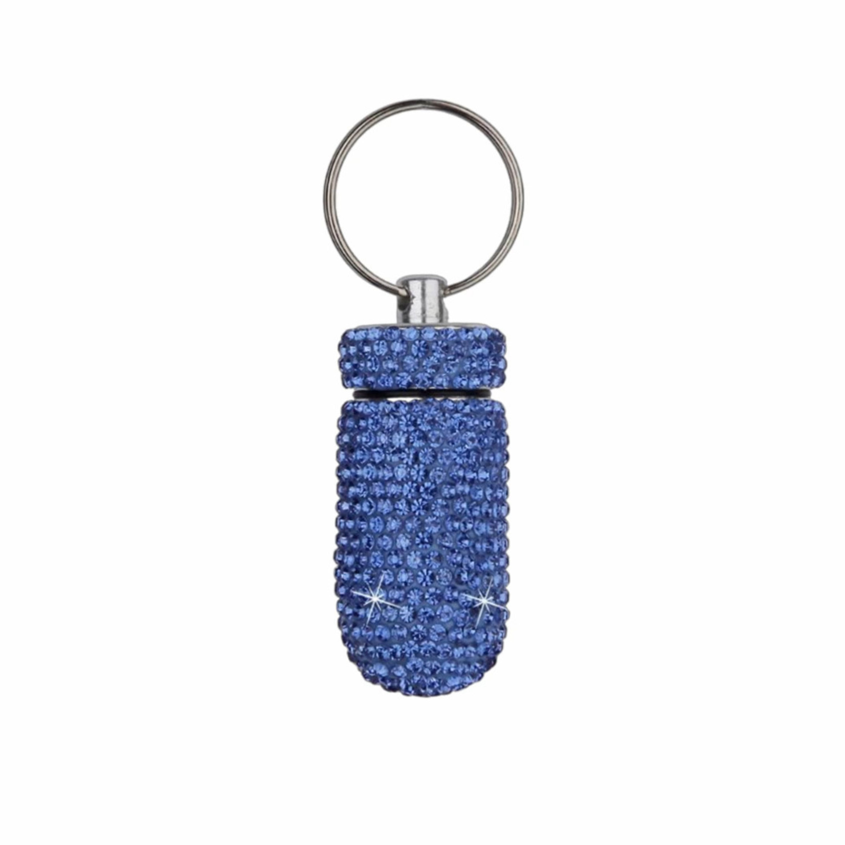 crystal keychain container blue