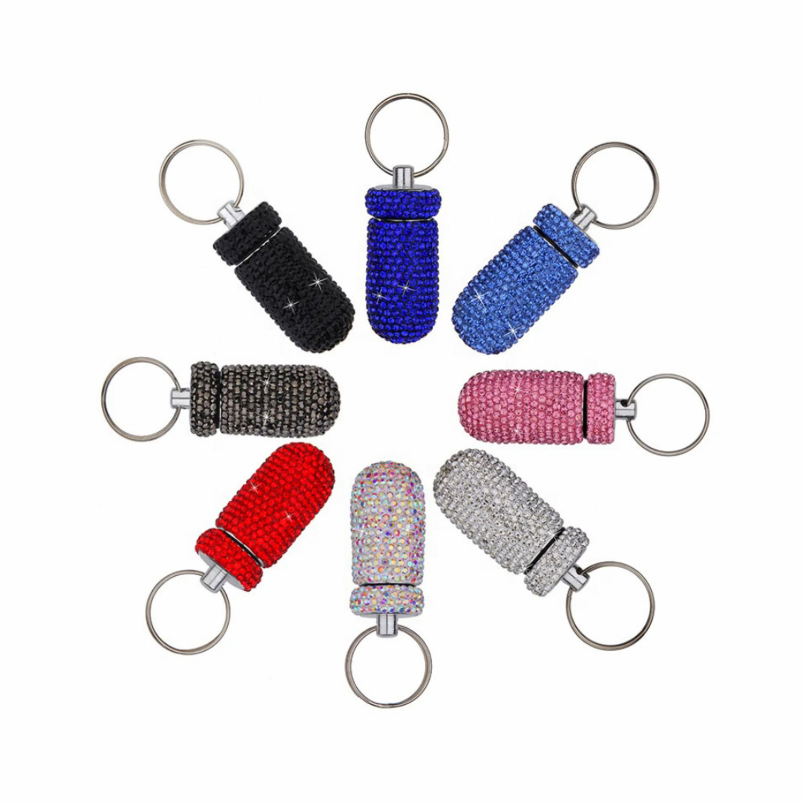 crystal keychain container rood