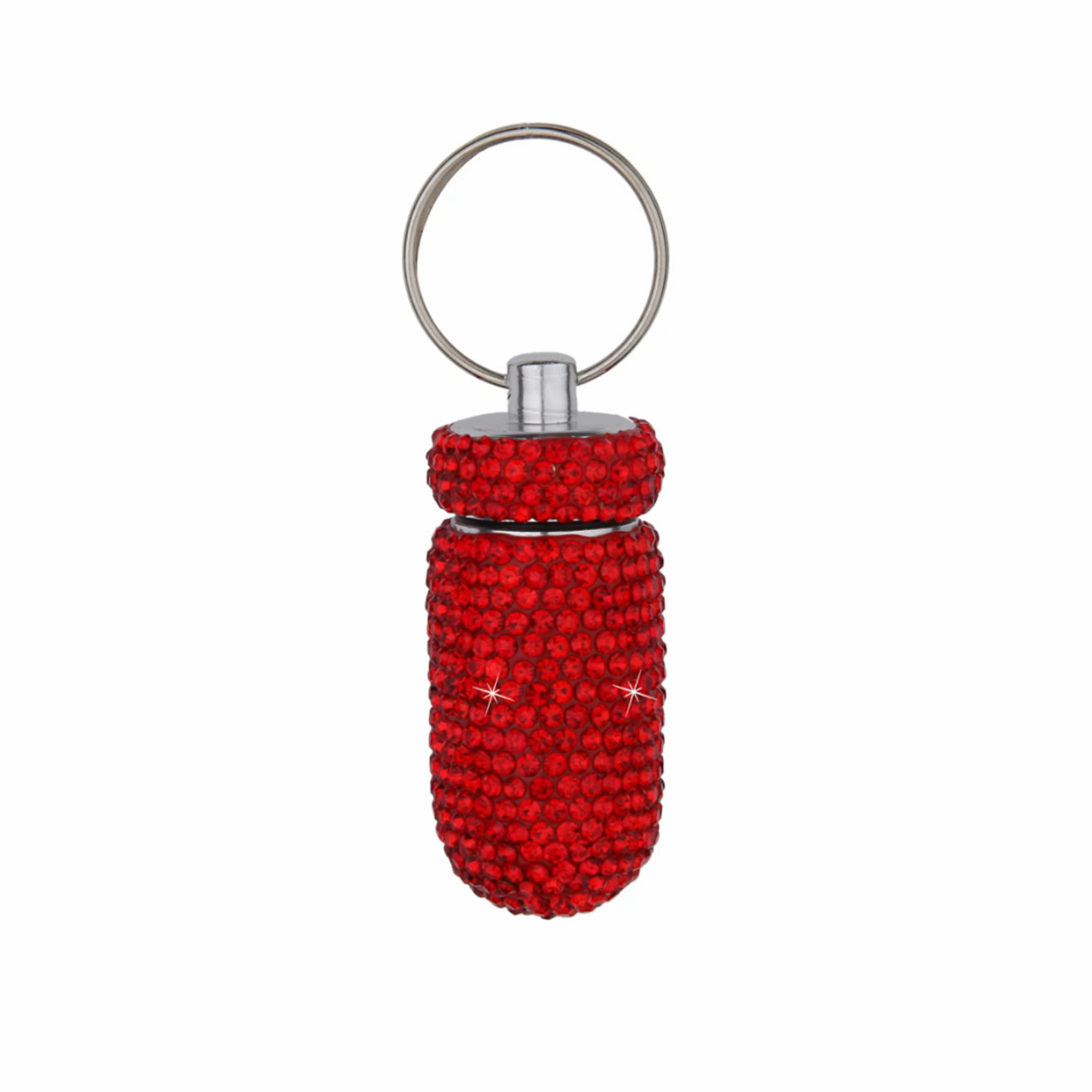crystal keychain container red