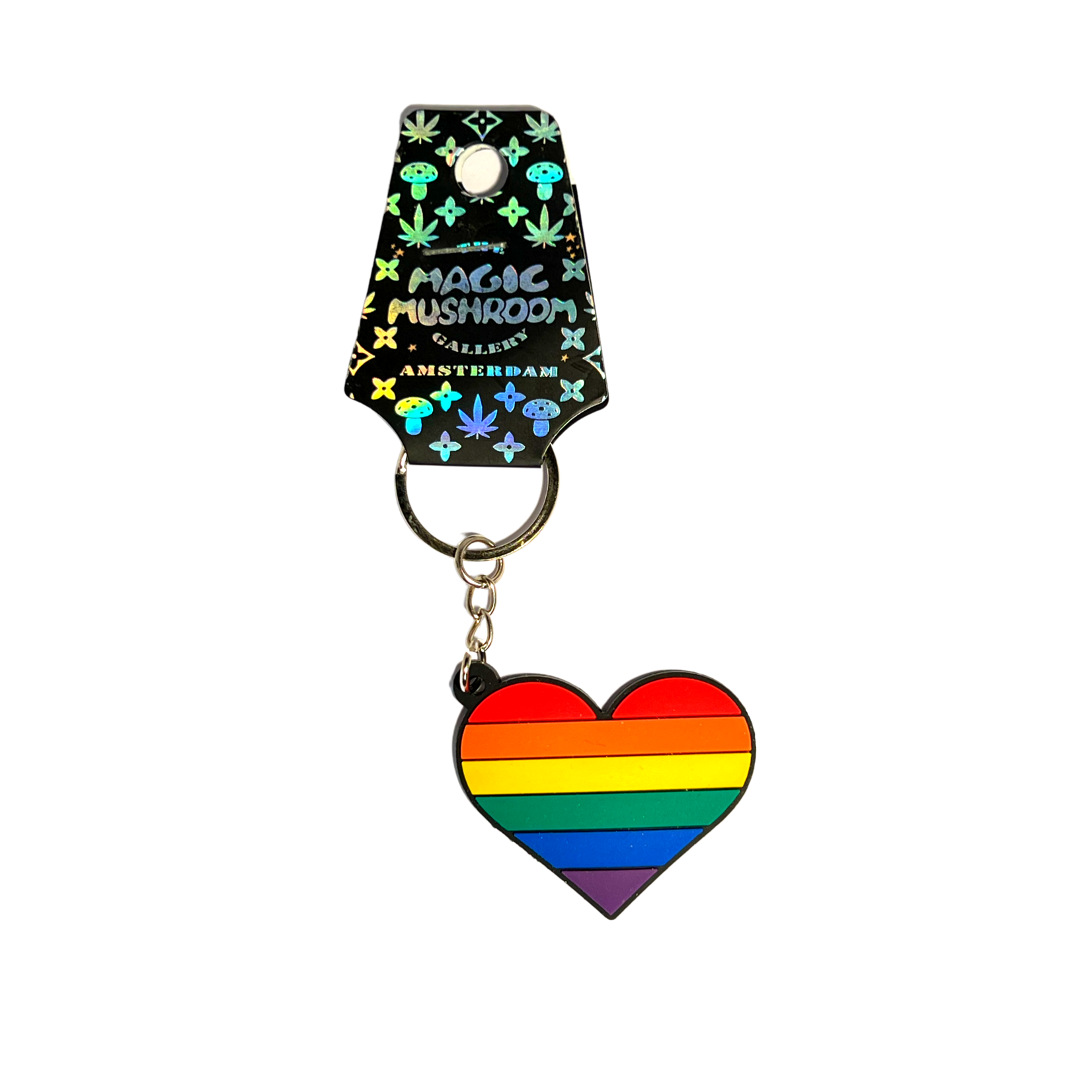 The Magic Mushroom Gallery MMG Rainbow Hart Rubber Keychain