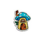 iron-on patch - mushroom house