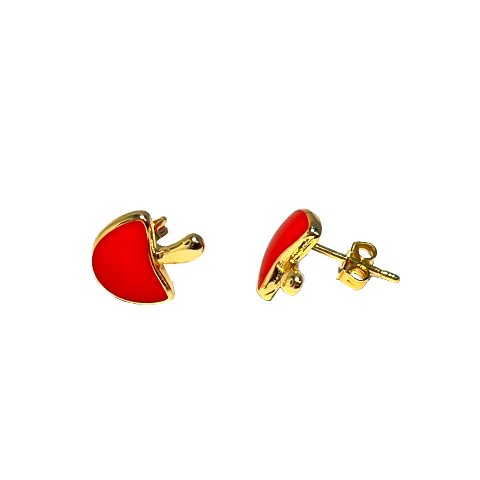 The Magic Mushroom Gallery MMG Small Mushroom Earrings Gold-Red