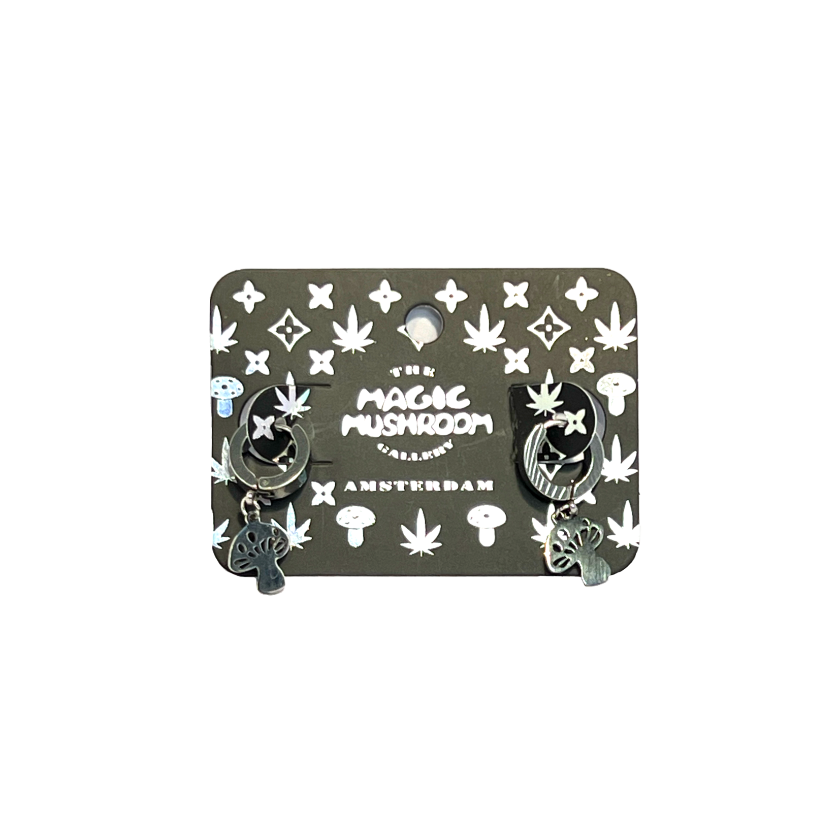 The Magic Mushroom Gallery MMG Metalen Mushroom Oorbellen met Ring Klein
