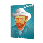 3D postcard - self-portrait - grey felt hat