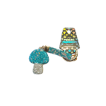 The Magic Mushroom Gallery MMG keychain - diamond mushroom light blue