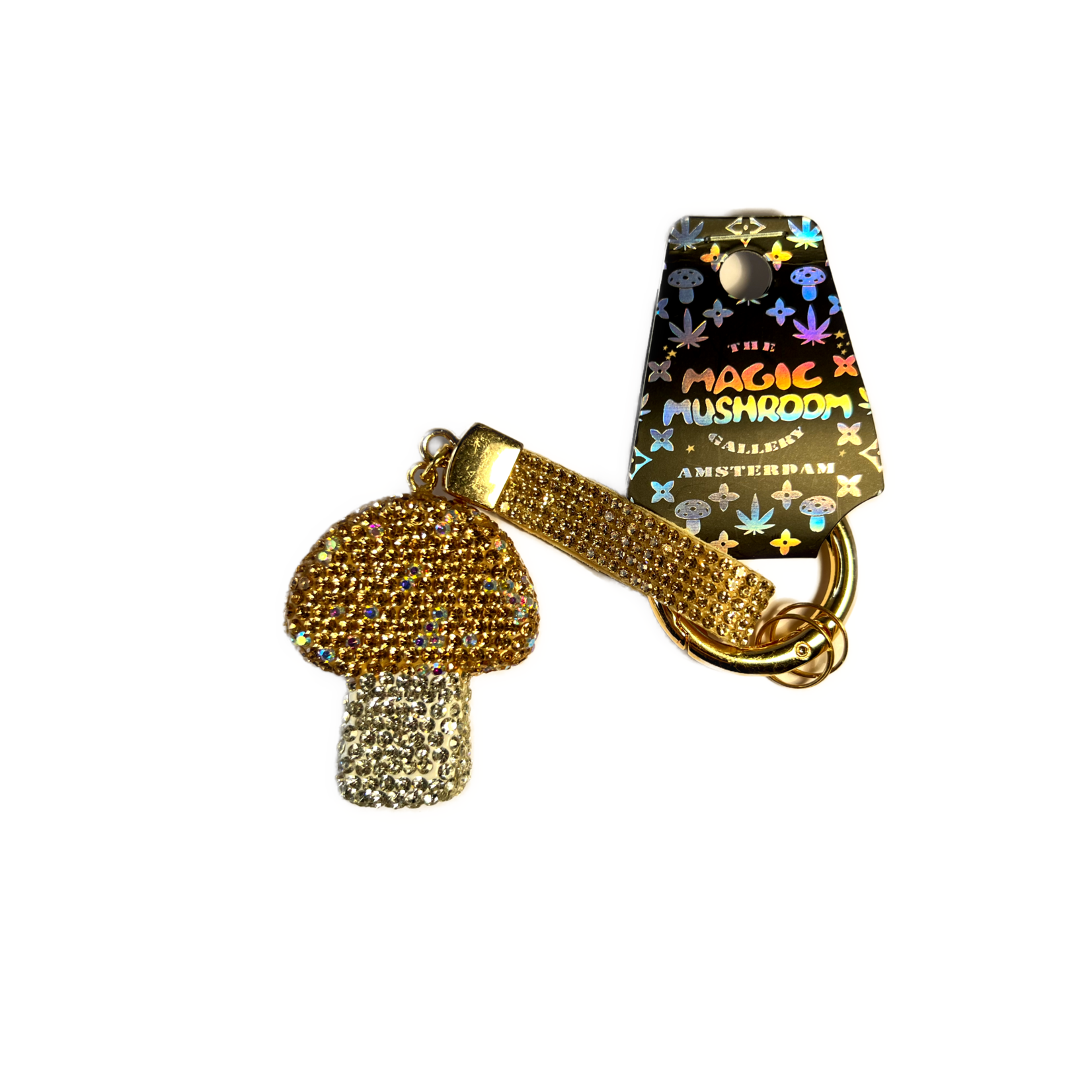 The Magic Mushroom Gallery MMG Keychain - Diamond Mushroom Gold
