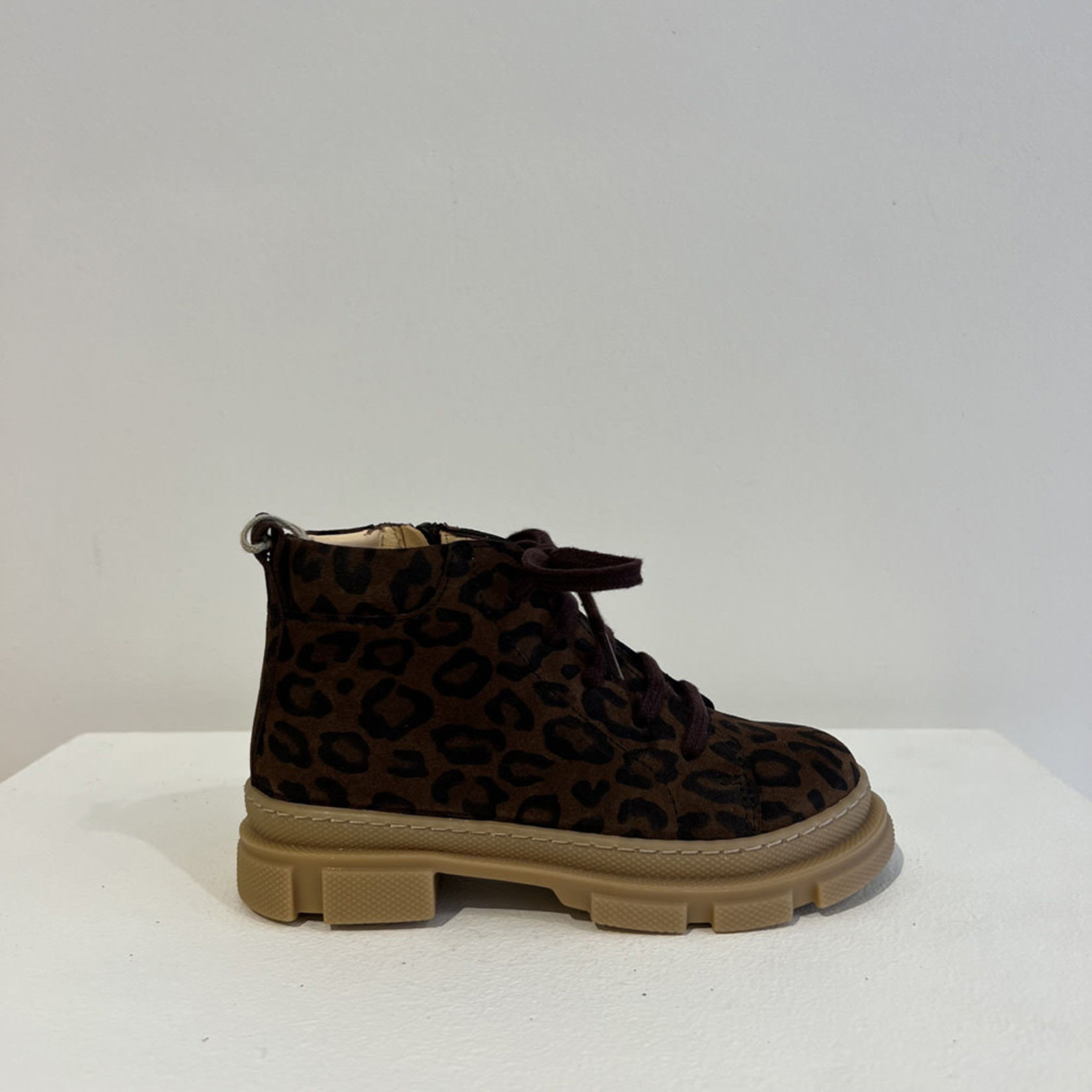 angulus Starter shoe with laces and zipper brown leopard