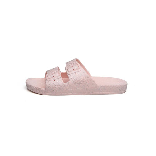 freedom moses ROSIE Pale pink slides hologram glitter