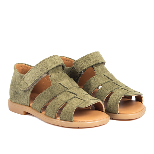 angulus Starter sandal with open toe and velcro closure leaf
