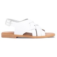 Braid sandal with buckle closure off white