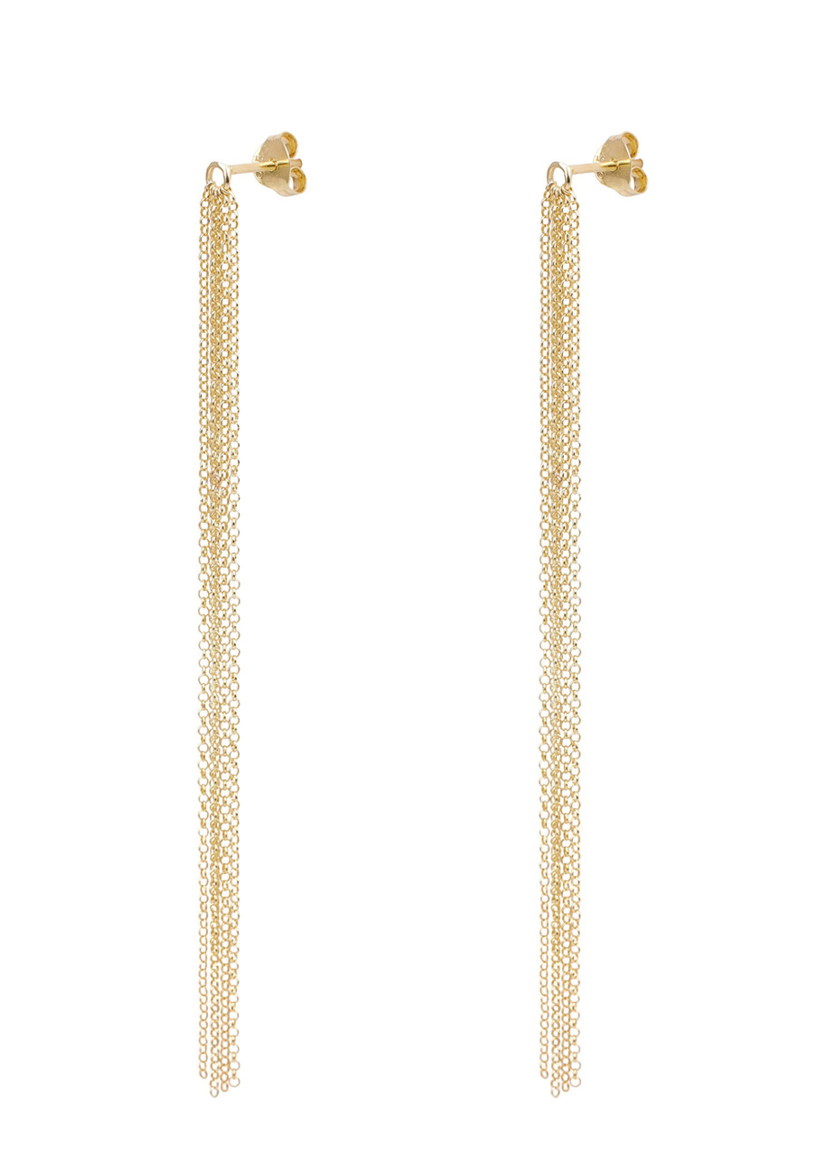 Oorbellen, Long Tiny Chain, gold plated