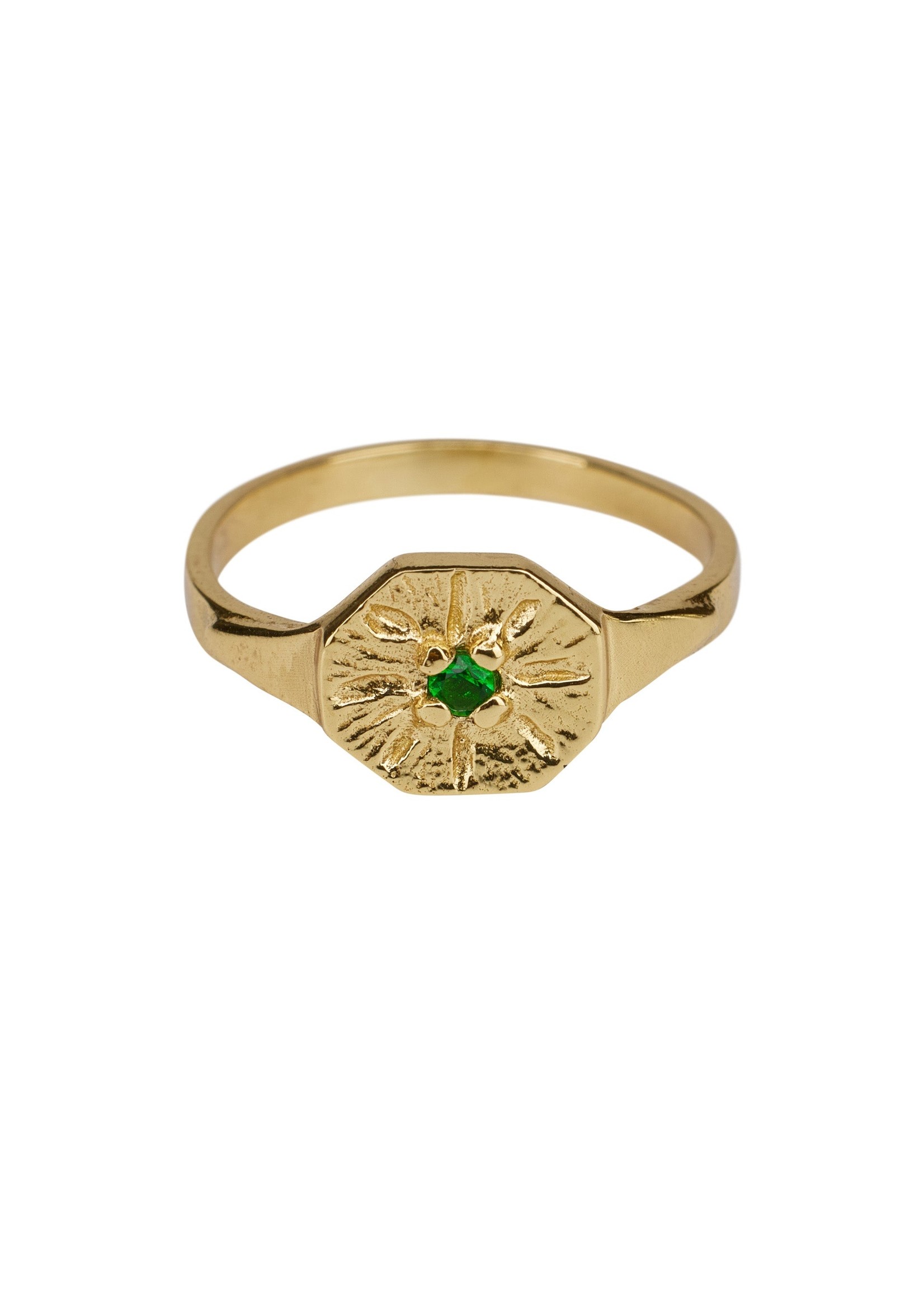 Ring, Green Flower, brass