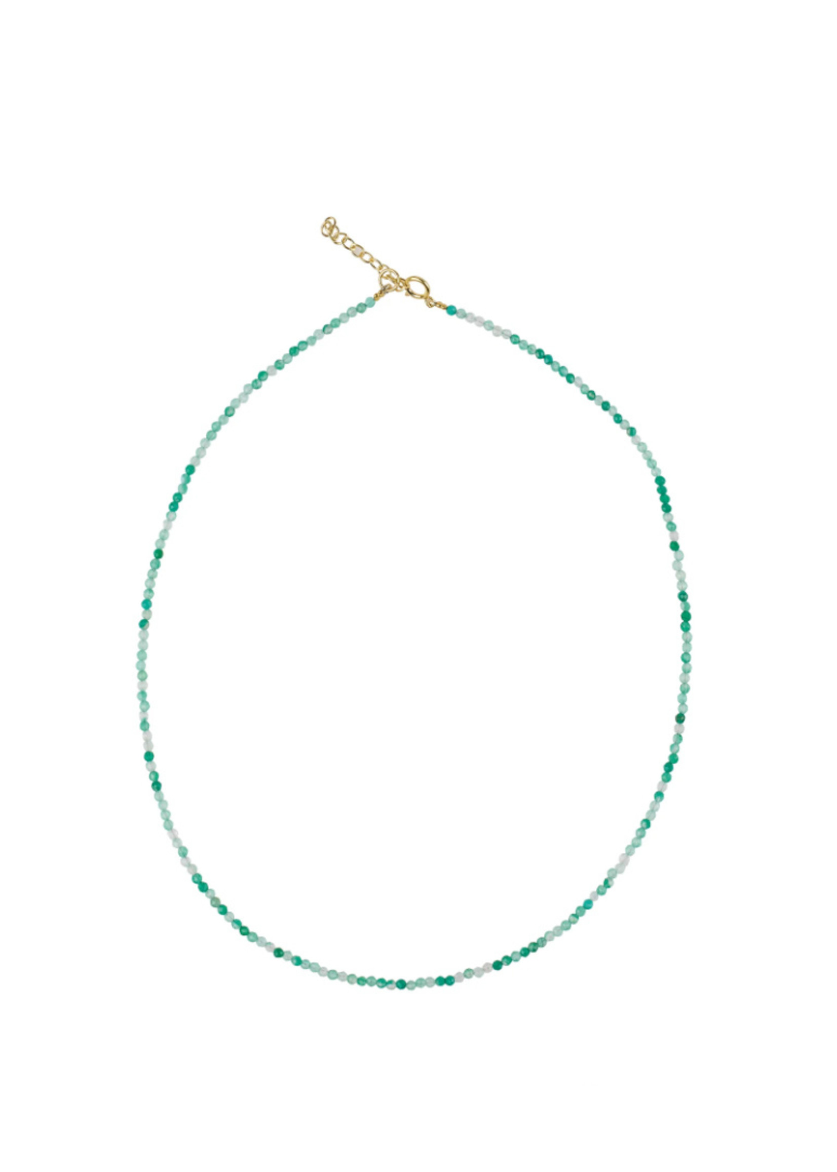XZ 35232 necklace green onyx goldplated