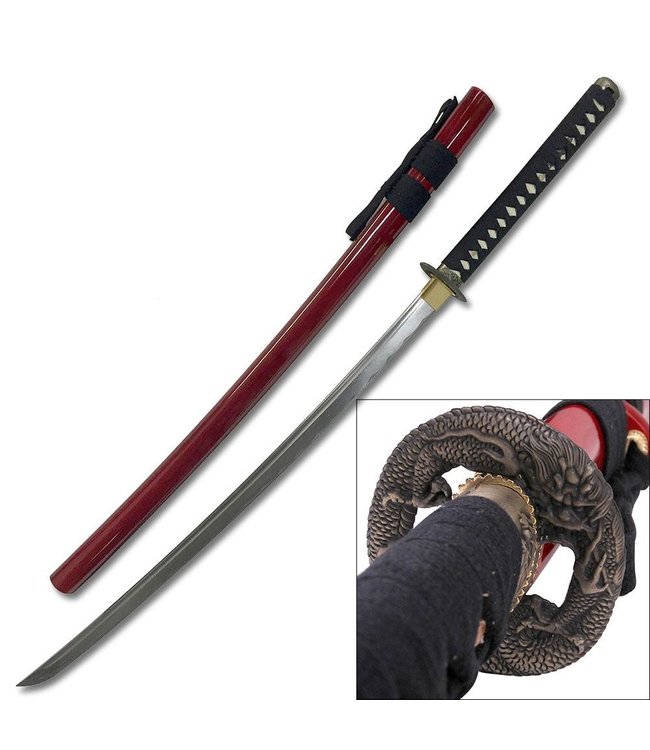 Dragon Katana Samurai Schwert mit rot Saya