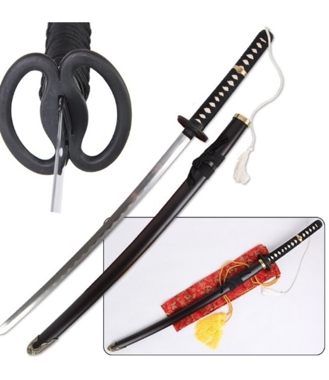 schwarzes Katana mit  weißes Seil